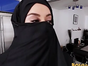 Muslim busty slut pov engulfing together with riding cock less burka