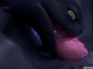 BIG BLACK DRAGON DRINKS HIS Screen CUM AND SPILLS Moneyed With respect to [TOOTHLESS]