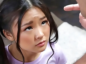 Tiny asian schoolgirl gets caught messing around