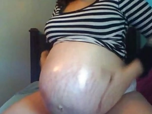 Pregnant horny white wife masturbating