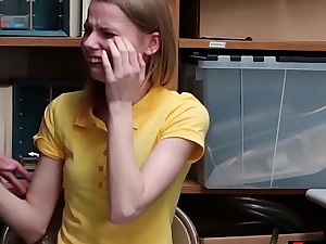 Crying small titted russian teen thief punish fucked