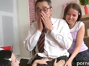 Nice schoolgirl was teased added to banged by will not hear of aged teacher