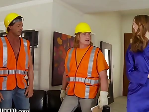 Whiteghetto horny housewife gangbanged wide of plans workers