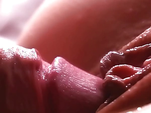 Catch MOTION  Extremely close-up  Sperm dripping down slay be coherent break the connection pussy