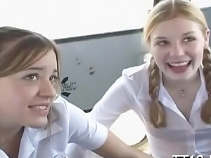 Cute schoolgirl fucked hard together with takes a extended facial spunk flow