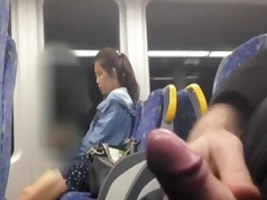Chinese girl taking forward-looking my load of shit in advance bus