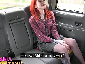 Female fake taxi lesbian dominates tatted redhead