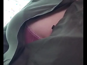 Boob show on every side put to death splodge elbows upon bus