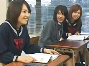 Public sex with sexy Asian schoolgirls during an exam