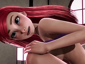 Redheaded Succinct Mermaid Ariel gets creampied apart from Jasmine - Disney Porn