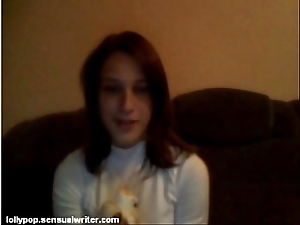 Russian legal age teenager sucks banana in the first place webcam, softcore